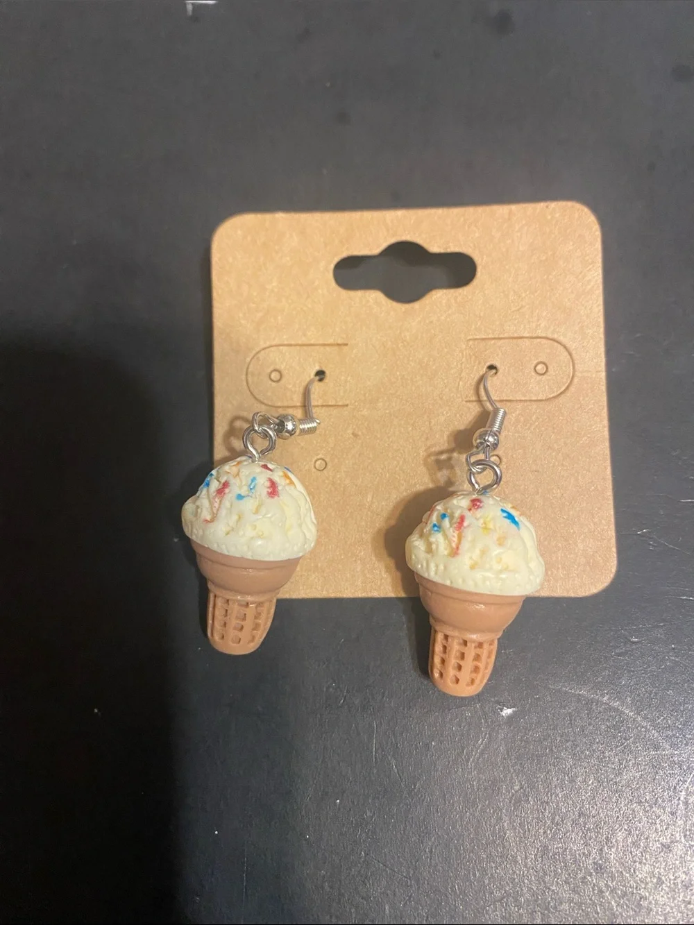 Kids Pink Heart & Ice Cream Dangle Earrings - Cute Kids Accessories